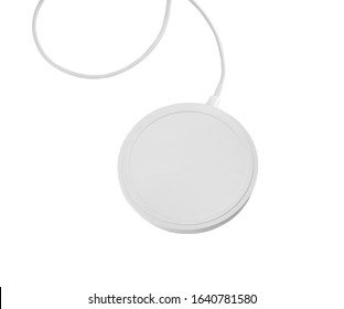 Wireless charger isolated on white, above view. Modern technology