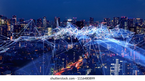 Wireless Communication Network Concept. IoT(Internet Of Things). ICT(Information Communication Technology).