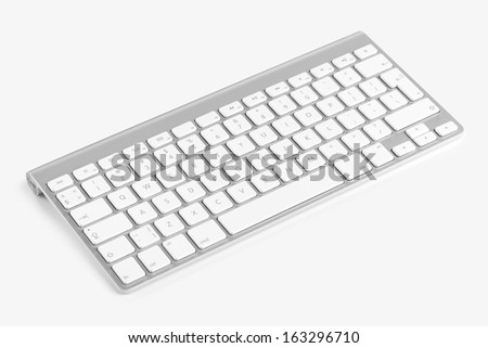Wireless computer keyboard with the English alphabet isolated on white background