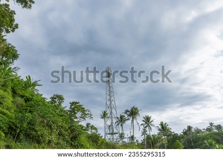 Wireless data station In the rainforest. Cell tower. High speed internet 5g. FullHD footage
