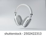 Wireless headphones on a gray background