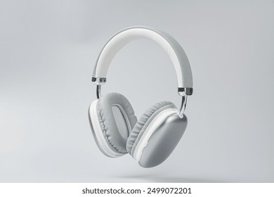 Wireless headphones on a gray background