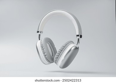 Wireless headphones on a gray background