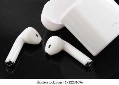 Wireless Headphones White Black And Color Background