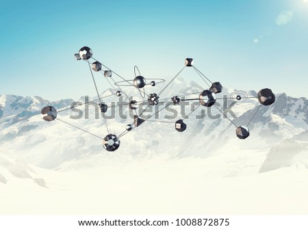 Wireless interaction and connection. Mixed media