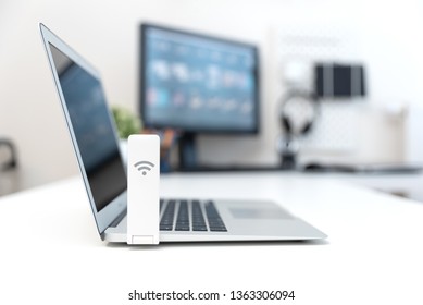 Wireless Internet Concept. Mobile Network Expander Or Mobile Internet Modem USB Stick