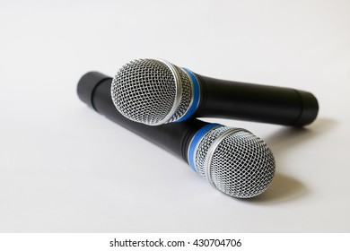 wireless microphone on a white background with copyspace