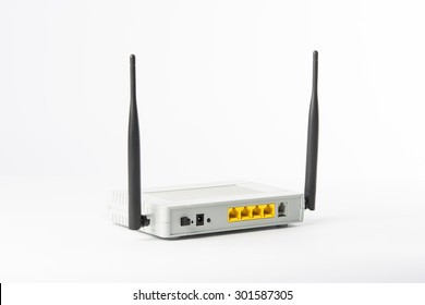 Wireless Modem Router Network Hub On White Background