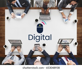 Wireless Mouse Connect Interactive Digital Technology Word Graphic