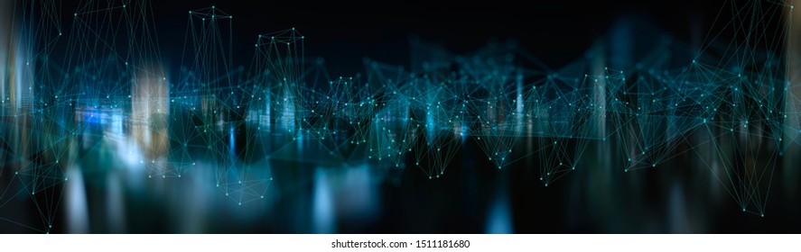 Wireless Network And Connection Technology Concept With Abstract Bangkok City Background In Panorama View