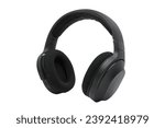 wireless overhead black headphones isolated on white background