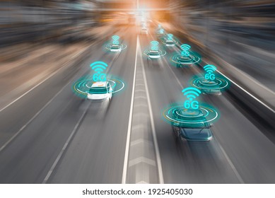 wireless systems 6g and internet of things, technology 4.0 sensing system  network of vehicle to used internet signal in car when drive everyway. - Powered by Shutterstock