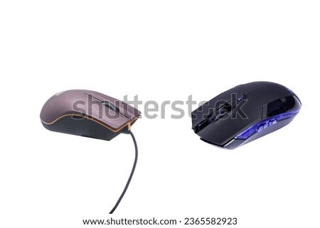 wireless vs wired mouse isolated on white background