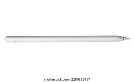 Wireless white Pencil or stylus for tablet isolated on white or transparent background, design element, flat lay, top view,cut out,