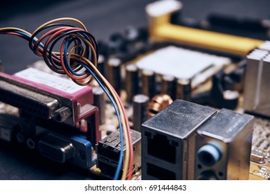 Wires, computer cables, processor, computer                               