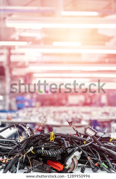 Wiring\
harnesses. Automobile industry\
background