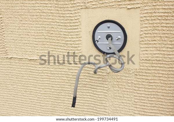 Wiring Outdoor Lights On Outer Wall Stock Photo Edit Now 199734491 Wiring Outdoor Lights On Outer Wall