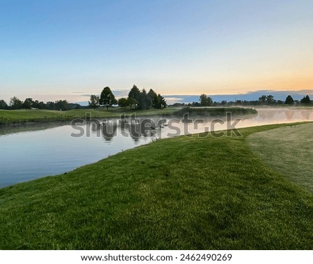 Wisconsin Golf Course with Marsh and Ponds in the Morning Sunlight