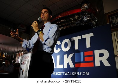 Wisconsin Governor Scott Walker Speaks At Joey's Diner In Amherst, New Hampshire, On July 16, 2015.