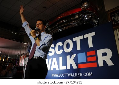 Wisconsin Governor Scott Walker Speaks At Joey's Diner In Amherst, New Hampshire, On July 16, 2015.