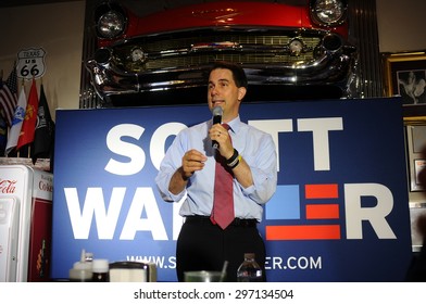 Wisconsin Governor Scott Walker Speaks At Joey's Diner In Amherst, New Hampshire, On July 16, 2015. 