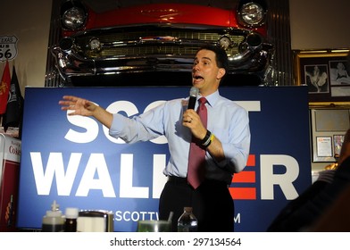 Wisconsin Governor Scott Walker Speaks At Joey's Diner In Amherst, New Hampshire, On July 16, 2015. 