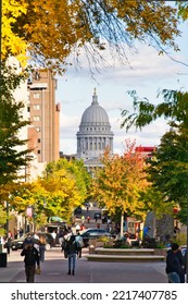 Wisconsin State Capitol Building In Fall