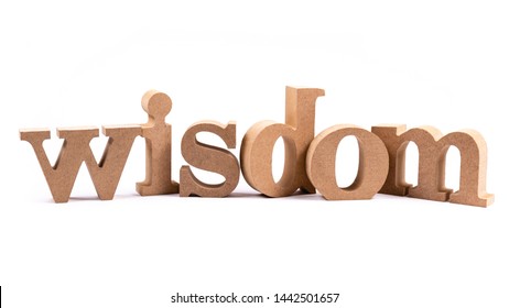 Wisdom wood alphabet isolated on white background