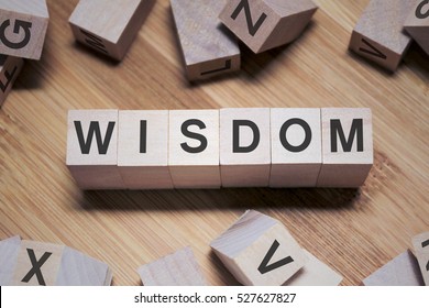 Wisdom Word Written In Wooden Cube