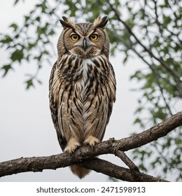 A wise-looking owl perched on an invisible branch - Powered by Shutterstock