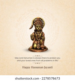 Deseando un Hanuman Jayanti muy feliz, murti de Hanuman