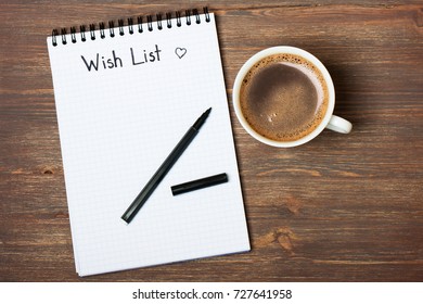 Wishlist word on a notebook 