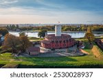 Wisloujscie fortress in autumnal scenery in Gdansk, Poland. Aerial view