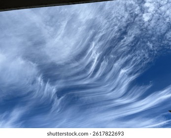 Wispy clouds in a blue sky