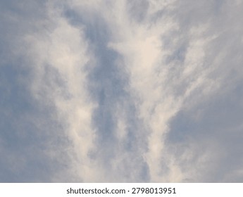 Wispy stratocumulus pattern, daily celestial panorama, peaceful open air, minimal creative layout.
