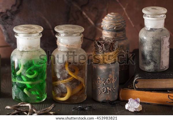 Witch Apothecary Jars Magic Potions Halloween Stock Photo Edit