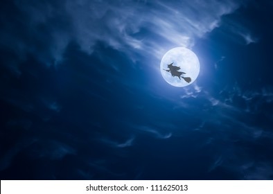 Witch Flying Past The Moon