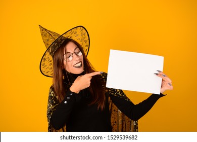 Witch Holding Empty Blank Space Is Still Available