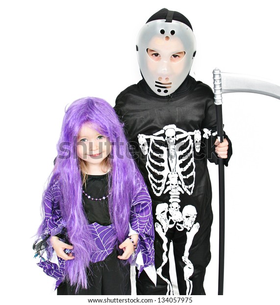 Witch Purple Hair Skeleton Man Stock Photo Edit Now 134057975