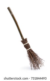 Witch's Magic Broom Isolated On White Background