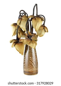 Withered Lotus Flowers In A Vase.