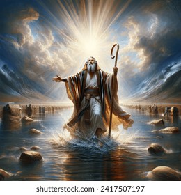 Witness Miraculous Moment Moses Parts Red AI-generated image 2417507677