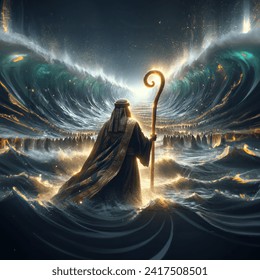 Witness Miraculous Moment Moses Parts Red — изображение, созданное ИИ