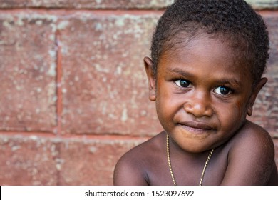 Witu Islands, Papua New Guinea , October 2nd 2019 - Portrait Of Children From Local Tribe On Remote Island