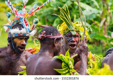 Witu Islands, Papua New Guinea, November 2nd 2019 - Tribal Sing Sing By The Islanders In Local Village