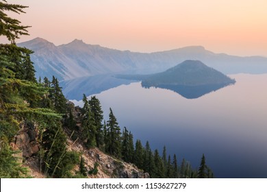 Wizard Island In Crater Lake, Oregon