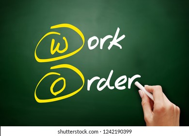 WO - Work Order Acronym, Business Concept Background
