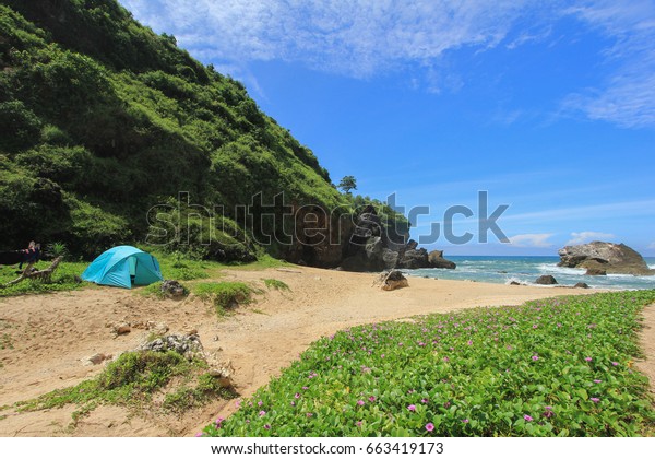 Wohkudu Beach Camping Ground Hidden Paradise Stock Photo