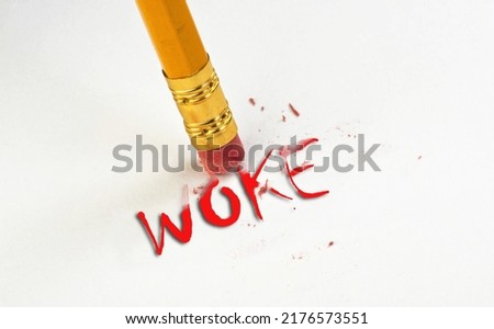 WOKE  being erase away by pencil eraser.