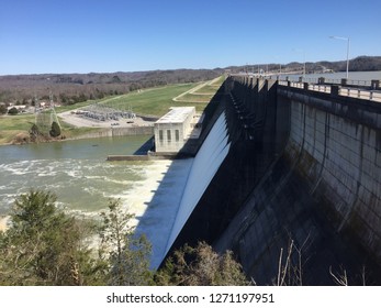 Wolf Creek Dam With Flood Gates Open